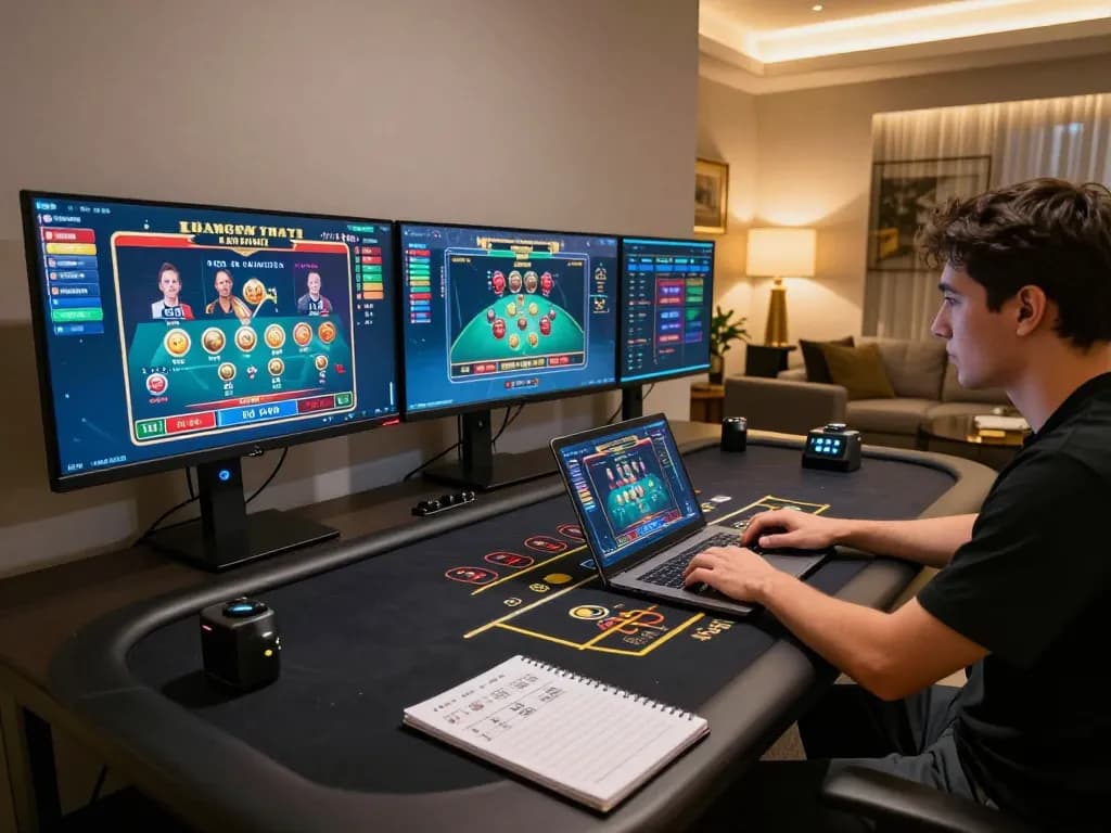 hm88 online gambling setup showcasing a player engaged in live dealer blackjack