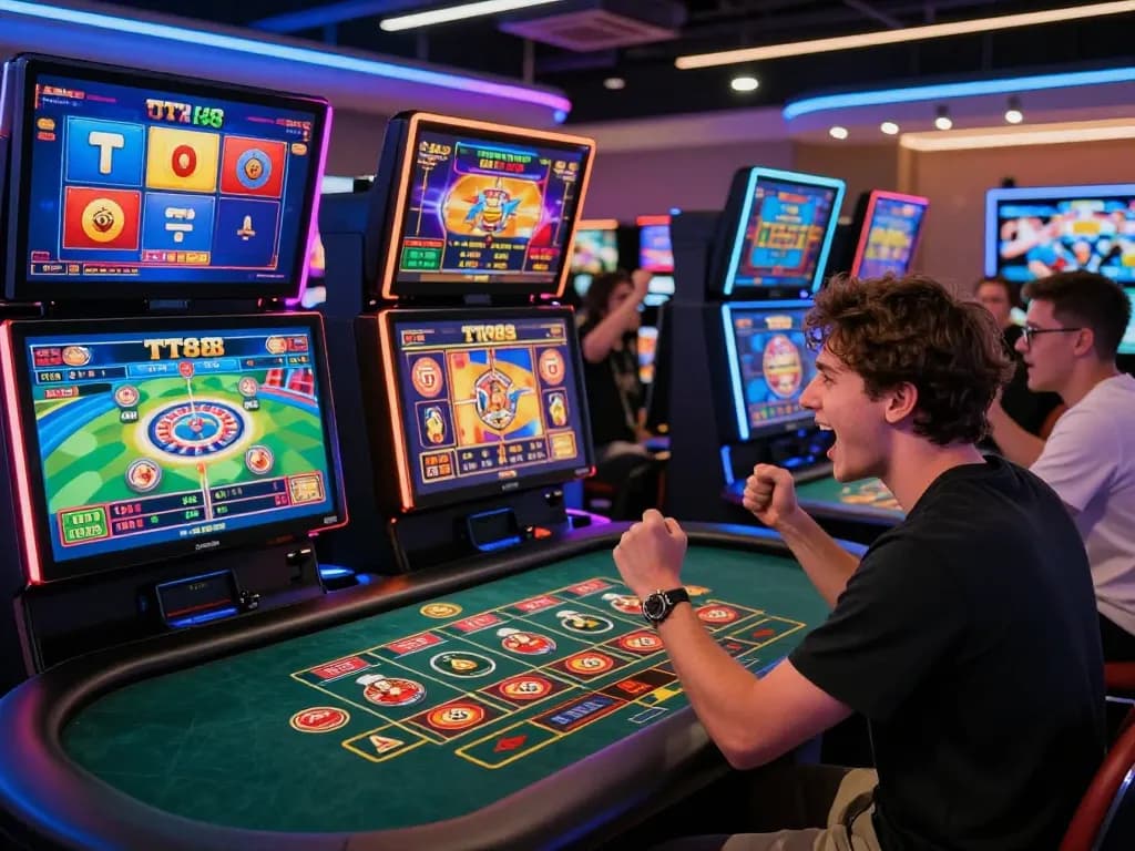Exciting online gaming moment at TT88 casino showcasing players celebrating wins in vibrant graphics.