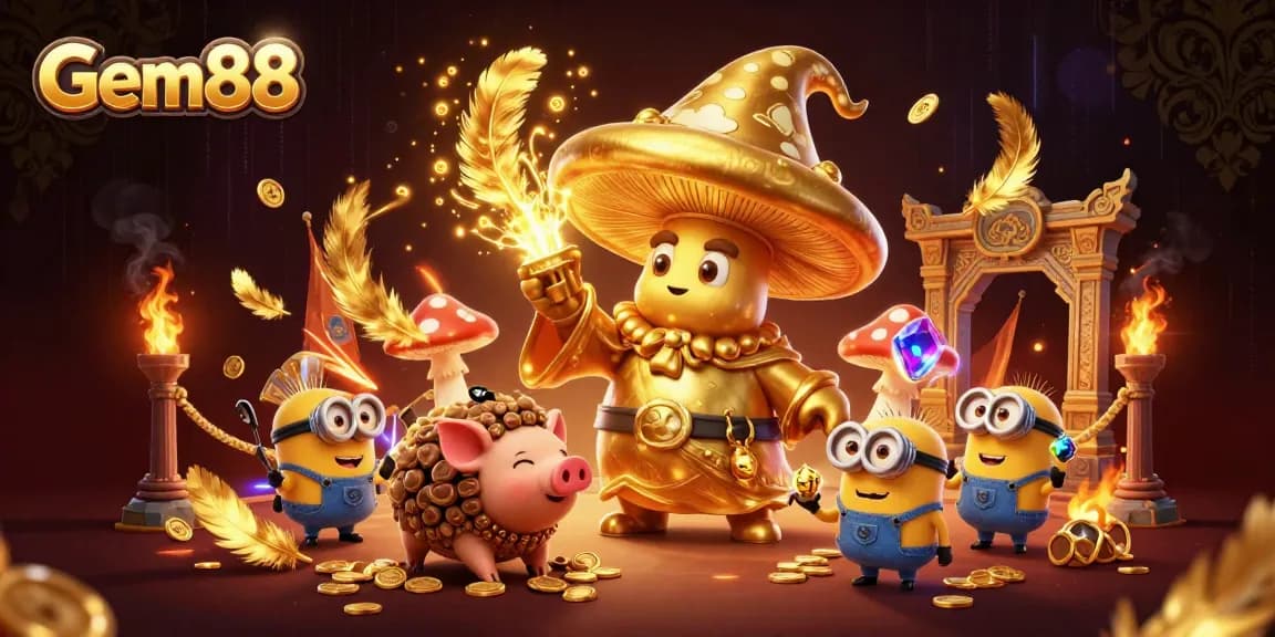 Experience thrilling moments at Gem88 with vibrant characters in a dynamic casino scene.
