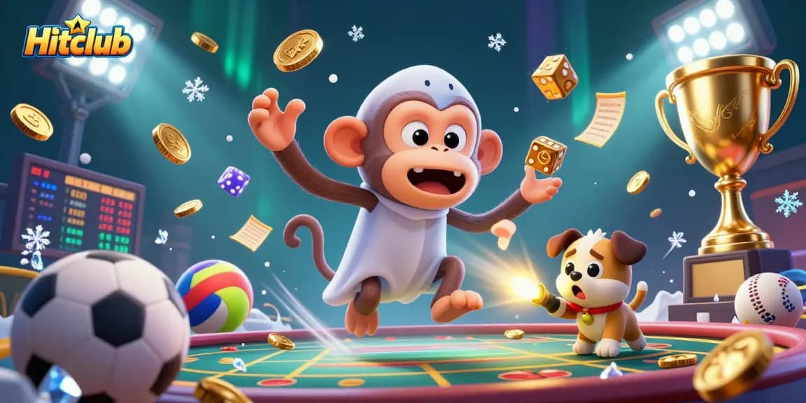 Hitclub engagingly captures a poltergeist monkey juggling in a lively casino, enhancing the gaming thrill.