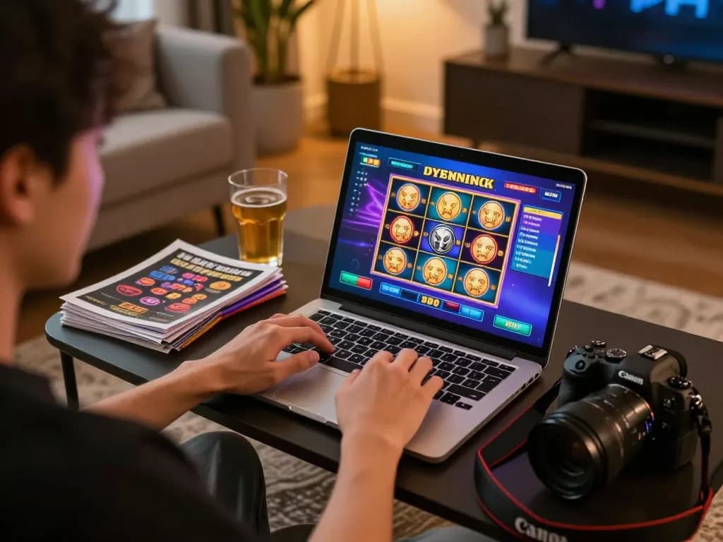 Engaging online gameplay on uu88vip platform in a cozy setting with a laptop and strategy notes