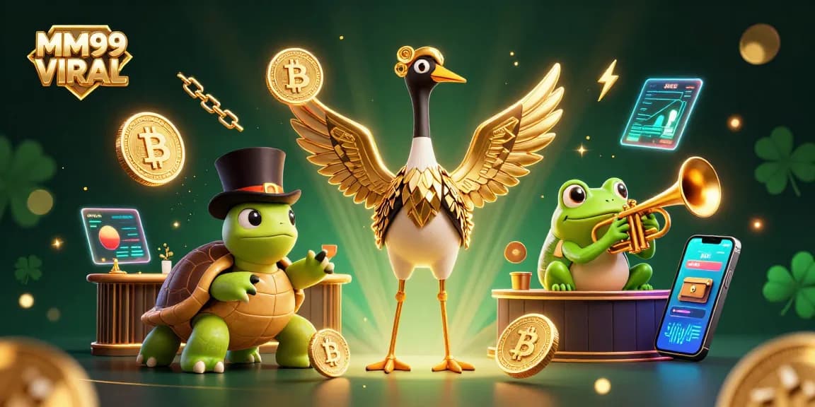 Experience the thrill of gaming with MM99 VIRAL’s lively casino scene, featuring vibrant characters and crypto elements.