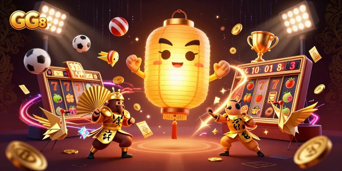GG88 captures the excitement of slots and sports betting in a vibrant 3D digital illustration.