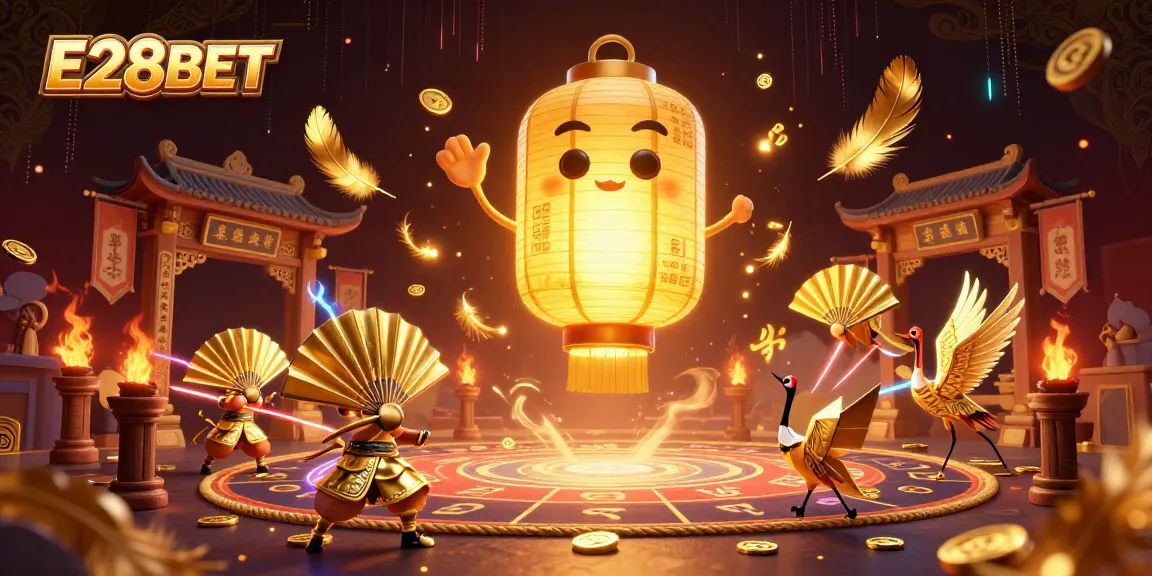 Bet with E28BET in a vibrant 3D casino scene featuring lucky symbols and golden elements.