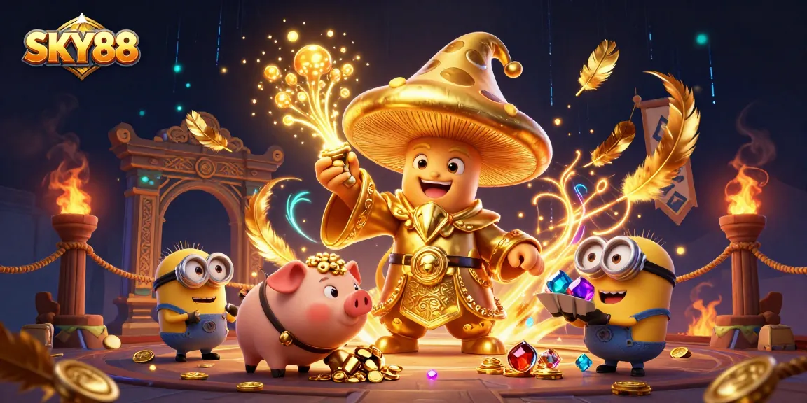 Experience thrilling gameplay and rewards with SKY88 in this vibrant casino scene.