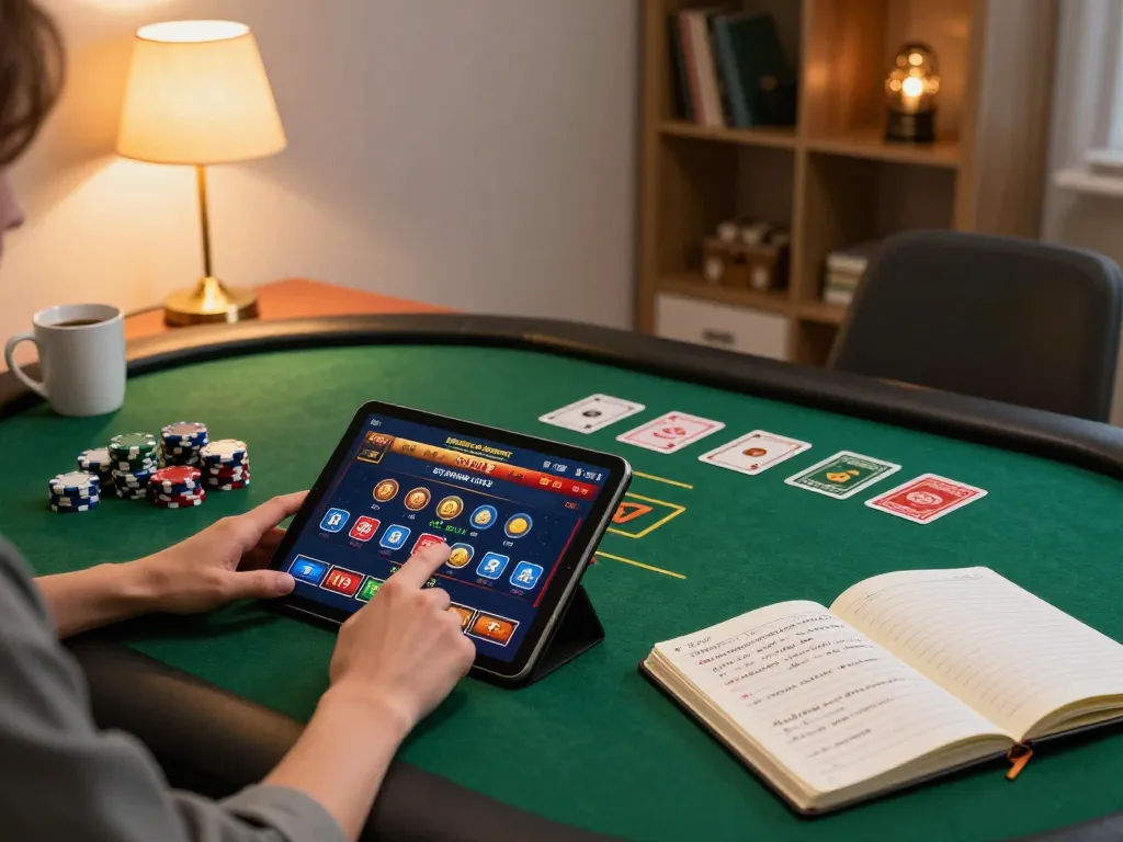 Engaging in online gaming at https://net88.wtf/, enjoying casino games with strategic focus and vibrant atmosphere.