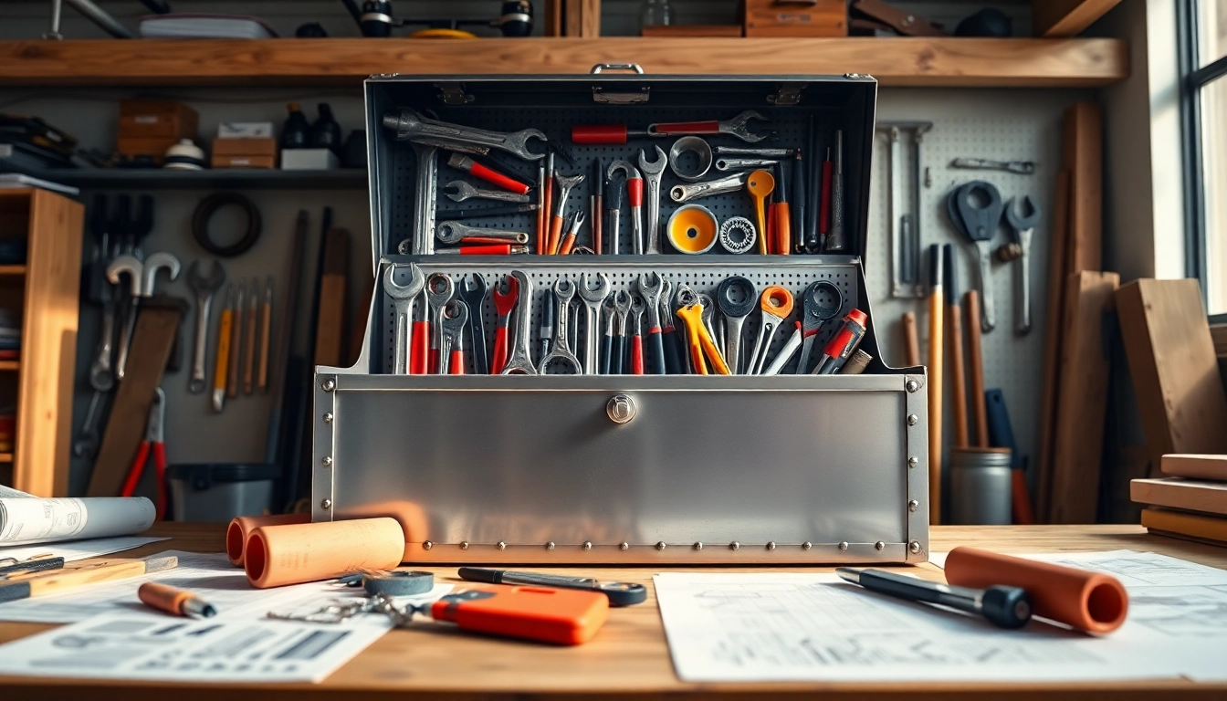 porta attrezzi con vari strumenti organizzati in uno spazio di lavoro professionale