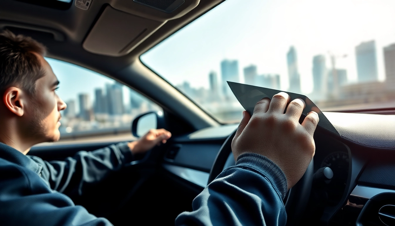 Enhance your vehicle with quality window tint near me, showcasing a professional installation in action.