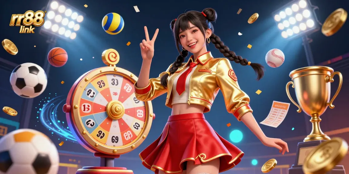 Experience winning thrills with rr88 link in a vibrant 3D casino scene full of excitement and dynamic elements.