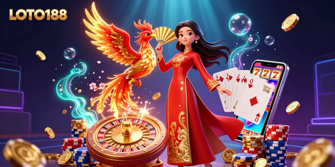 Engage with LOTO188’s vibrant casino world, featuring stunning visuals of online gambling excitement.