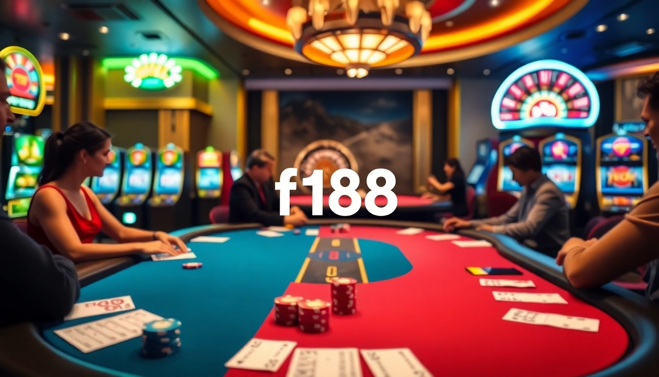 Experience high-stakes action at F168 casino with vibrant gaming tables and poker excitement.