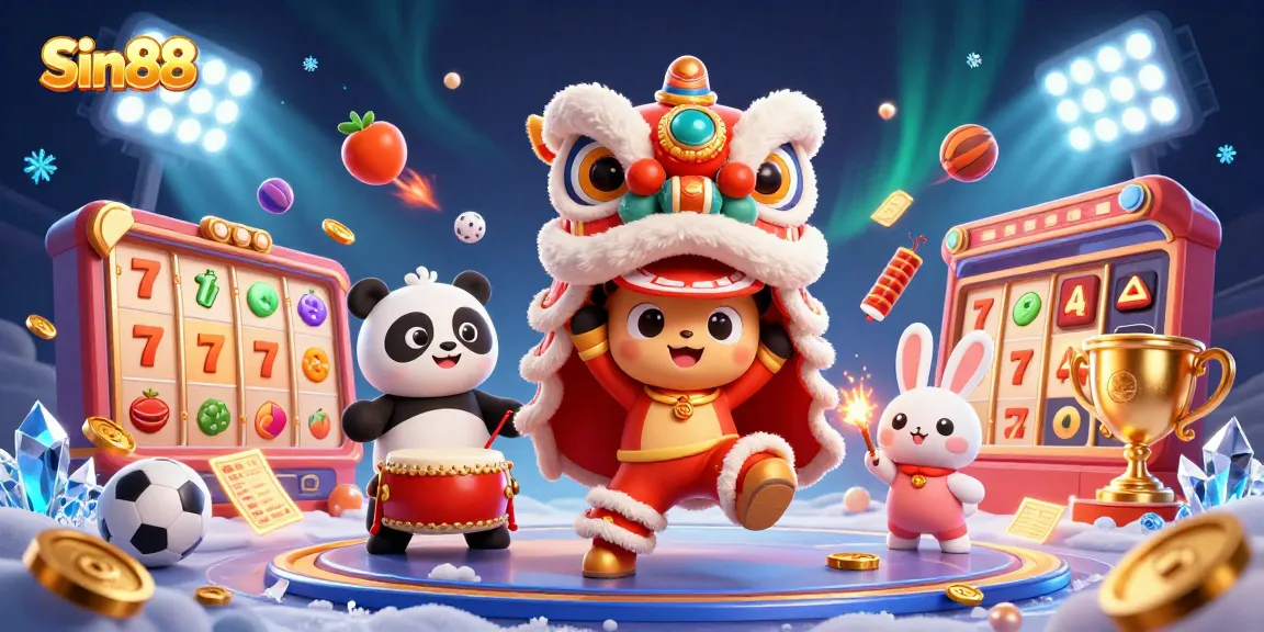 Experience Sin88's thrilling slot game action in a vibrant 3D illustration with engaging characters.