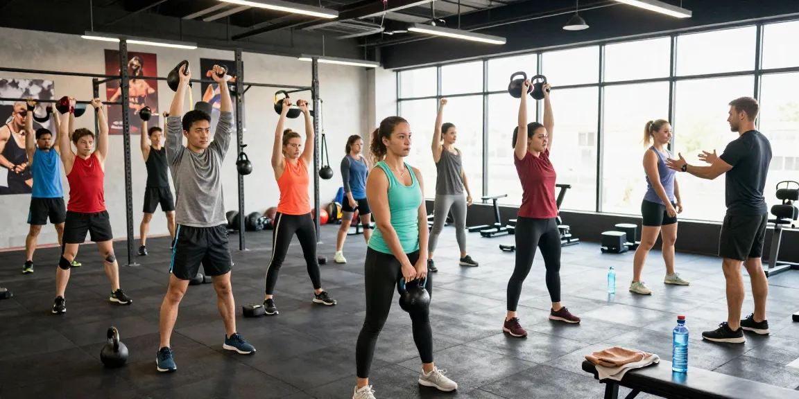 Athletes in a fitness class at Steroide Boutique gym demonstrating strength training techniques in a vibrant, energetic environment.
