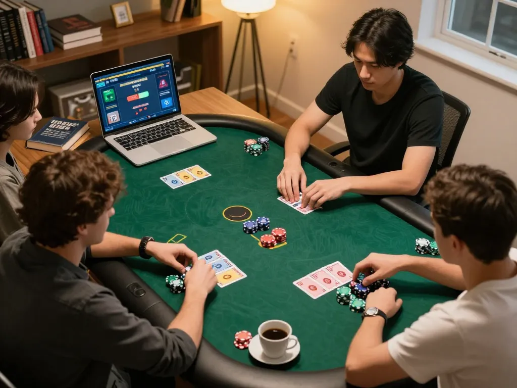 Engaged players in an online poker game at https://www.mnm88.com/, highlighting strategy and excitement.