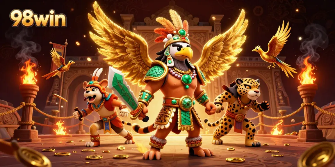 Experience thrilling gaming adventures at 98win with vibrant 3D casino illustration.