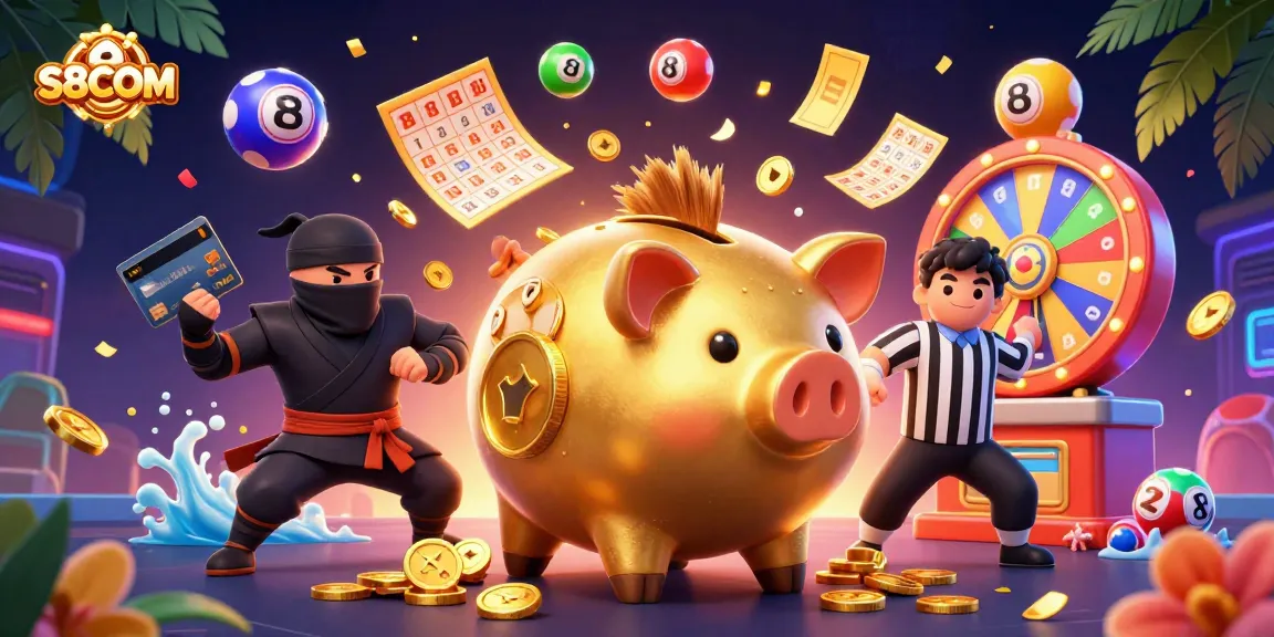 Win big at S8COM with vibrant casino 3D art showcasing exciting games and characters.
