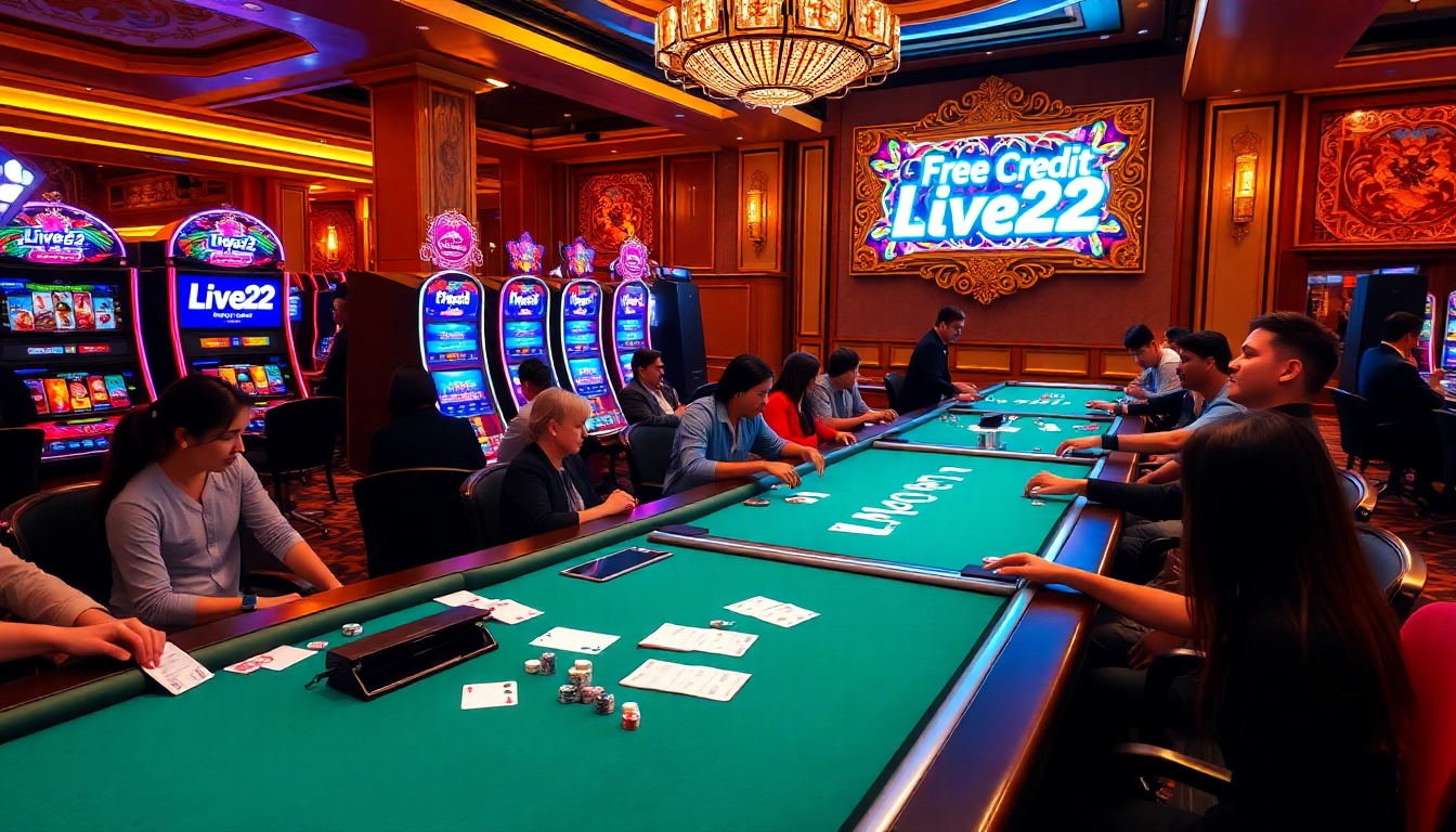 Experience winning excitement with free credit live22 as players engage at stunning casino tables.