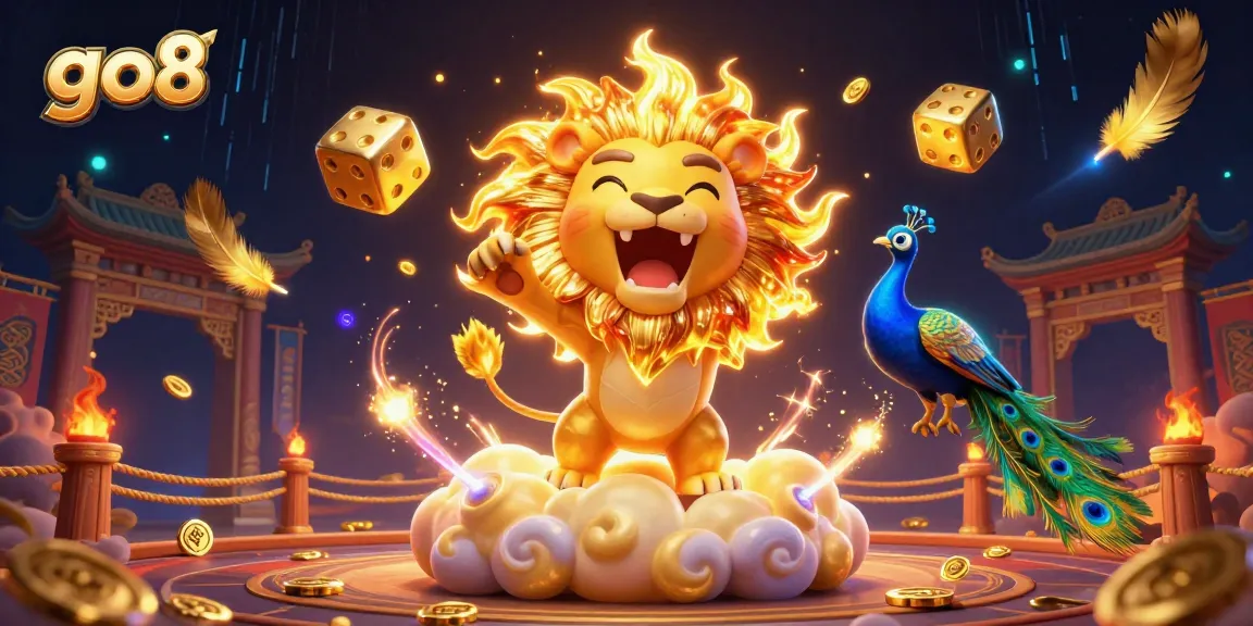 Experience the go8 excitement with a vibrant 3D illustration showcasing dynamic casino gaming elements and lively characters.