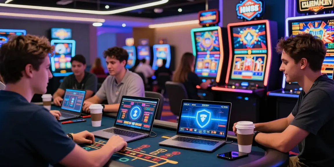 Users engaging with HM 88 online gambling on various devices in a vibrant virtual casino setting.