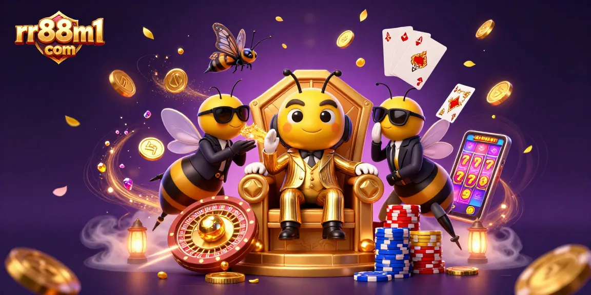 Spin and win at rr88m1 com with a vibrant casino scene featuring dynamic characters and gaming elements.