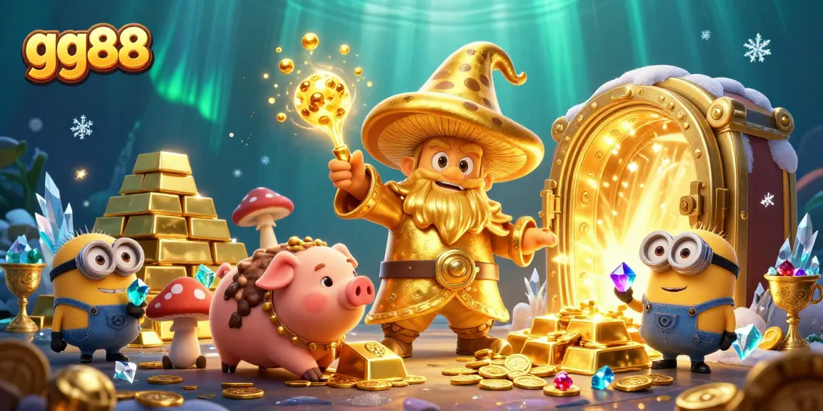 Experience thrilling gameplay at gg88, showcasing treasures and magical characters in a vibrant casino world.