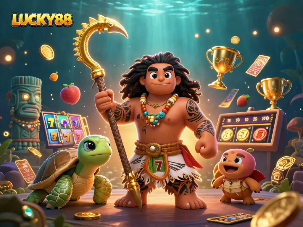 Experience the thrill of LUCKY88 with a vibrant 3D illustration showcasing exciting slot elements