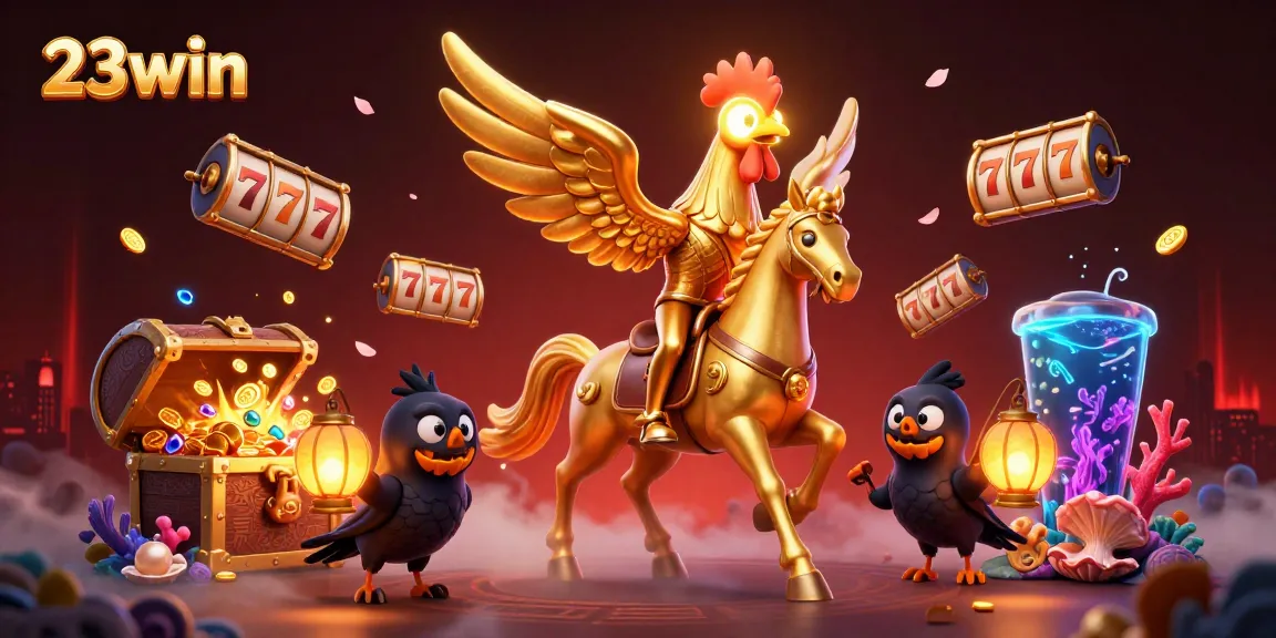 Maximize 23win gaming excitement with a vibrant 3D casino adventure illustration.