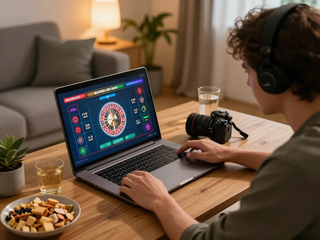 Engaging in an online roulette game at https://cm88bet.org/ during a cozy evening at home.