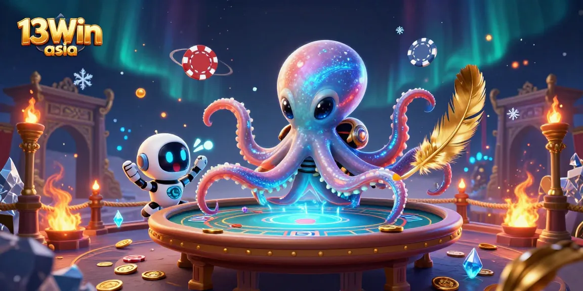 Engage in thrilling poker action with 13Win asia's immersive casino experience and vibrant 3D illustration.