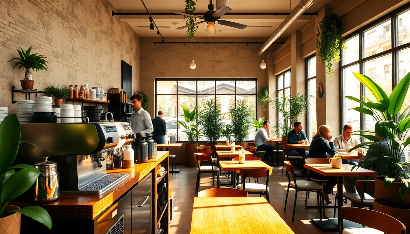 Enjoying atmosphere at an Association coffee shop Madrid with inviting interior and barista service.