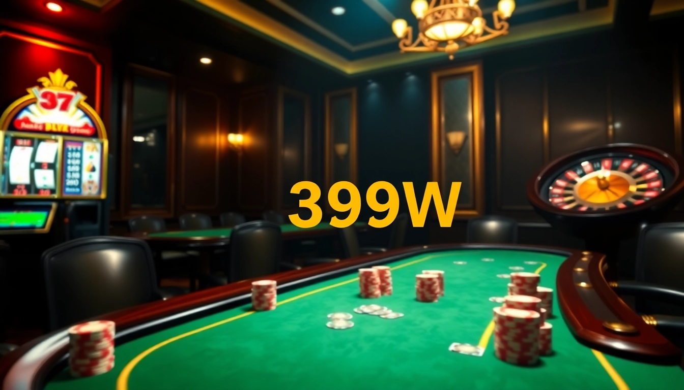 Experience gaming excitement at 399W with vibrant poker tables and thrilling slot machines.