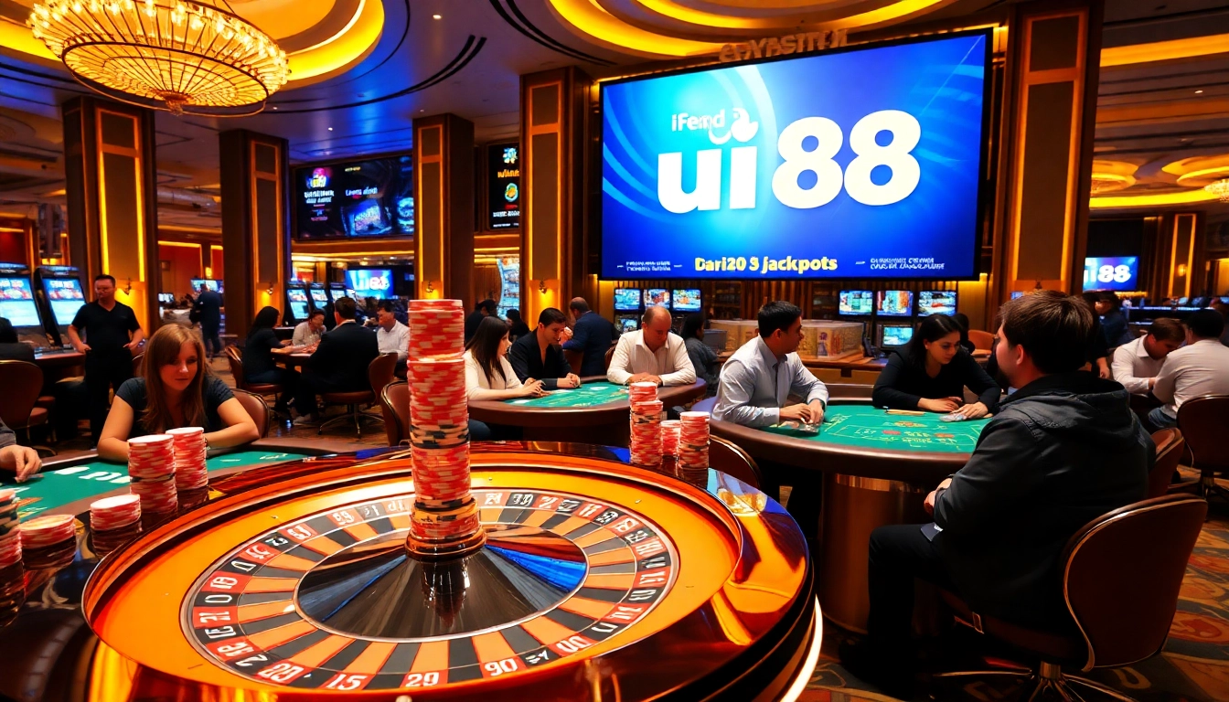 Engaged players enjoying a thrilling roulette game at uu88 casino with vibrant atmosphere.