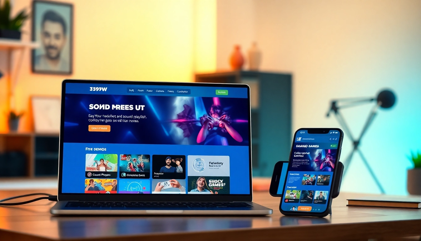 Engaging interface of 399W platform showcasing casual games and sound experiences.