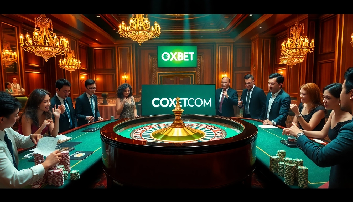 Exciting gambling action at OXBET.COM with roulette, poker chips, and vibrant casino atmosphere.