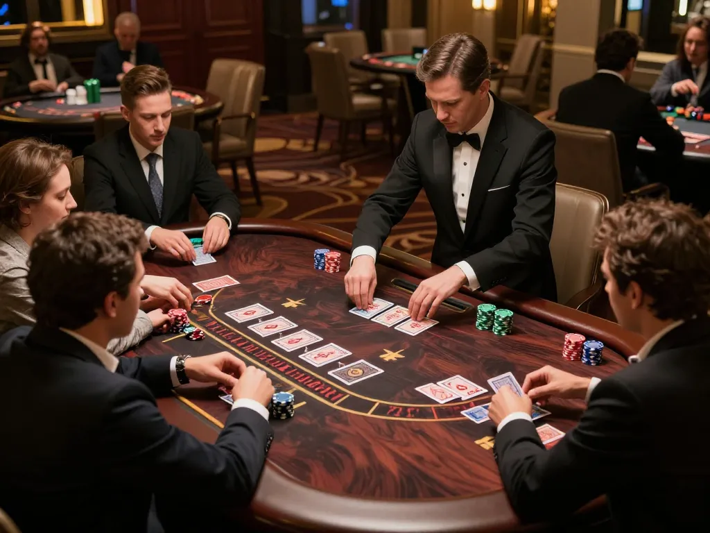 TX88 players engaging in a thrilling blackjack game, showcasing strategic play and immersive casino atmosphere