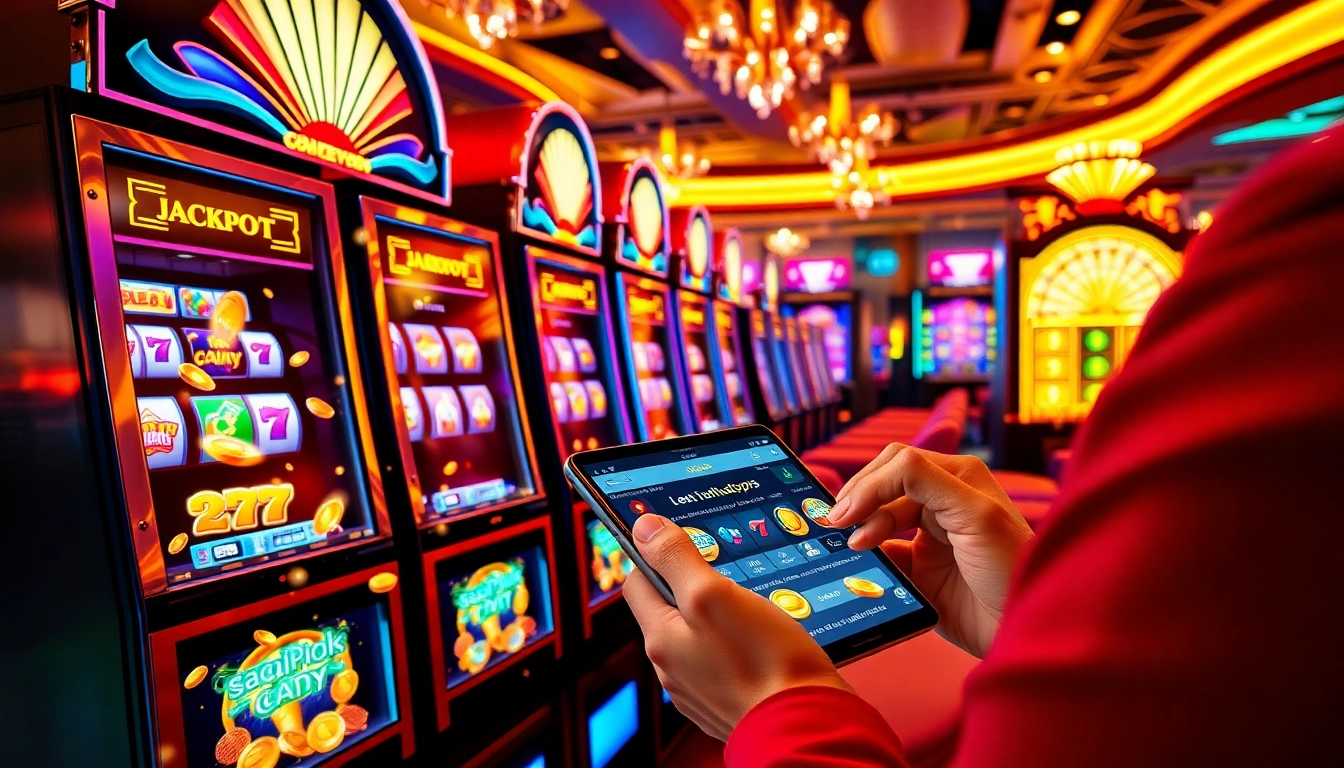 Experience the excitement of slot deposit pulsa at a vibrant casino setting with engaging slot machines.