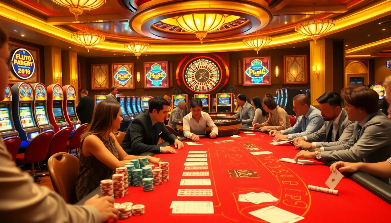 Experience the thrill of go8 gaming with a vibrant casino scene of blackjack and roulette.