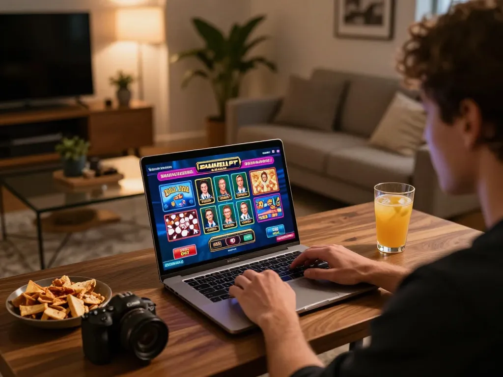 Player enjoying a thrilling game experience on F168 online casino platform from a cozy home setting