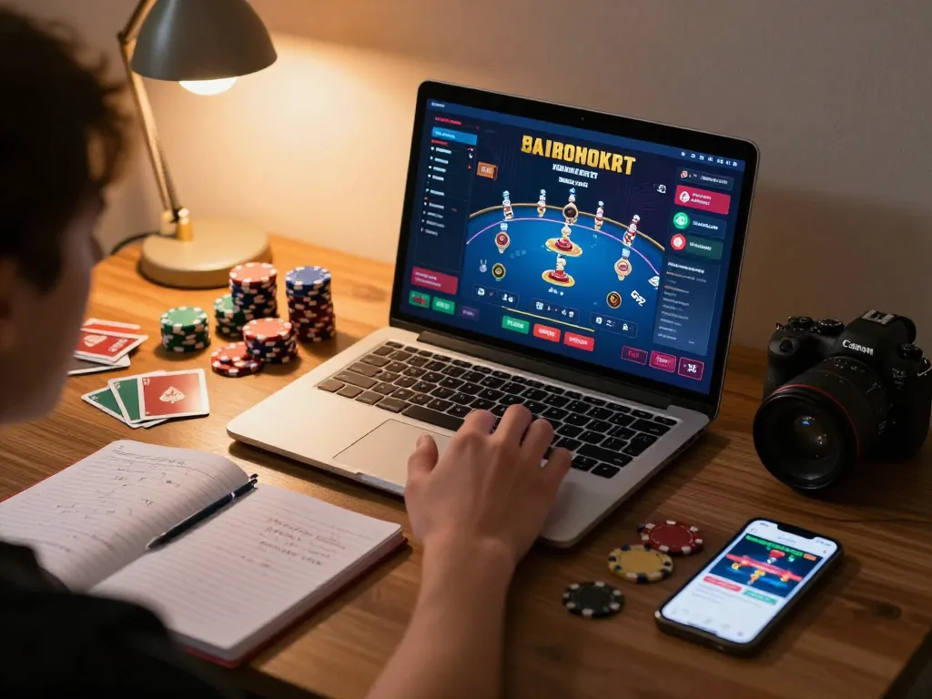 Engaging online gaming scene showcasing poker on trang chủ 33win in a cozy home setup