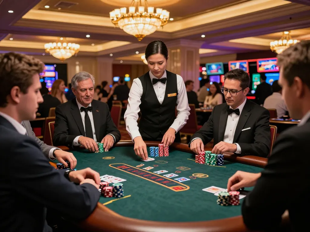 SIN88 players strategizing at a dynamic blackjack table in an upscale casino setting.