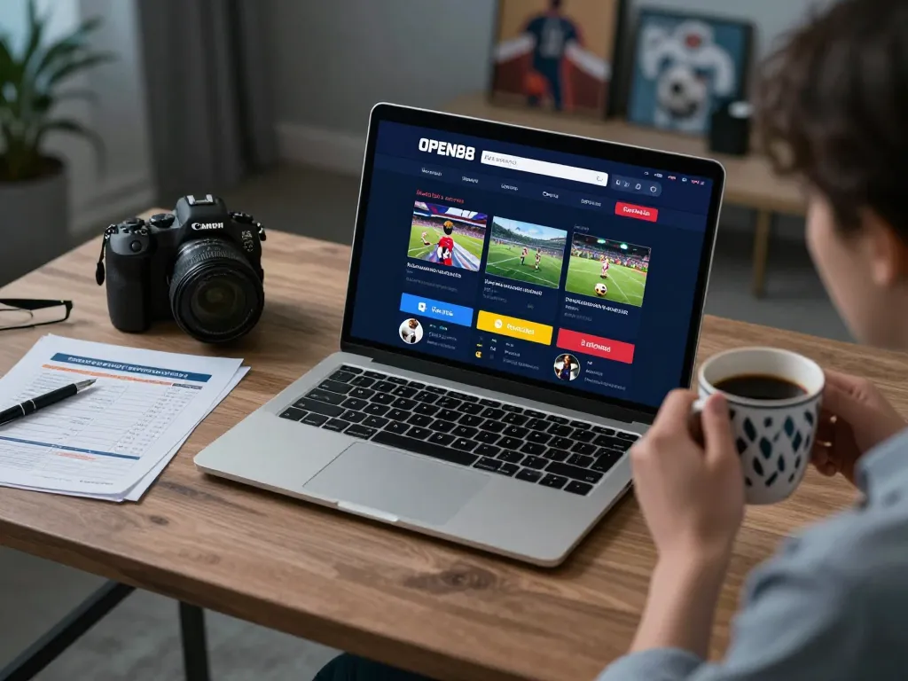 Betting on sports at OPEN88 through a laptop interface showcasing live odds and options.