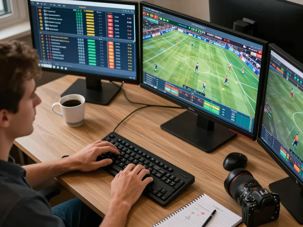 Engaging in sports betting on 888b app while analyzing multiple games and odds online.