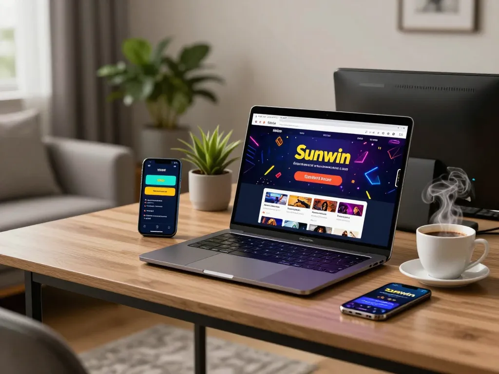 Engaging in online gameplay on the Sunwin app from a stylish modern living room setup.