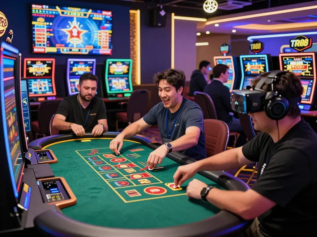 TR88 online gaming excitement with players engaged in dynamic games and vibrant atmosphere