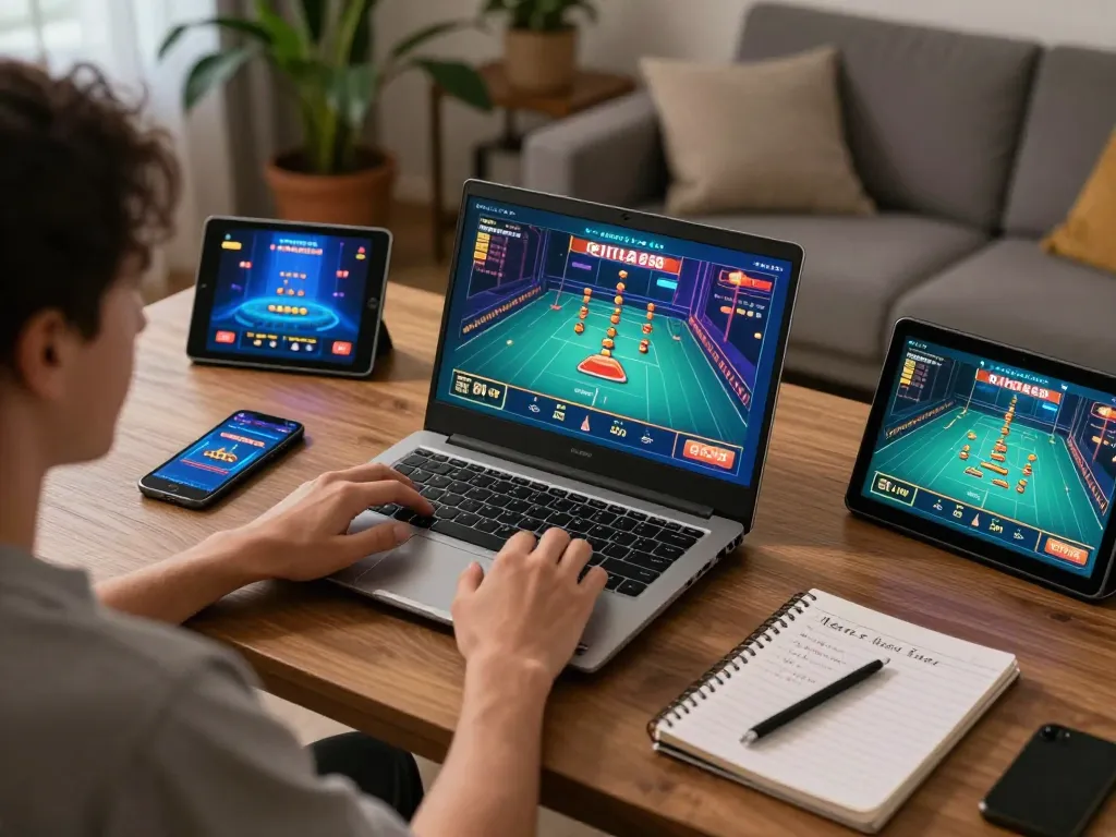 Engaging in live dealer games on five88 with modern gaming setup at home