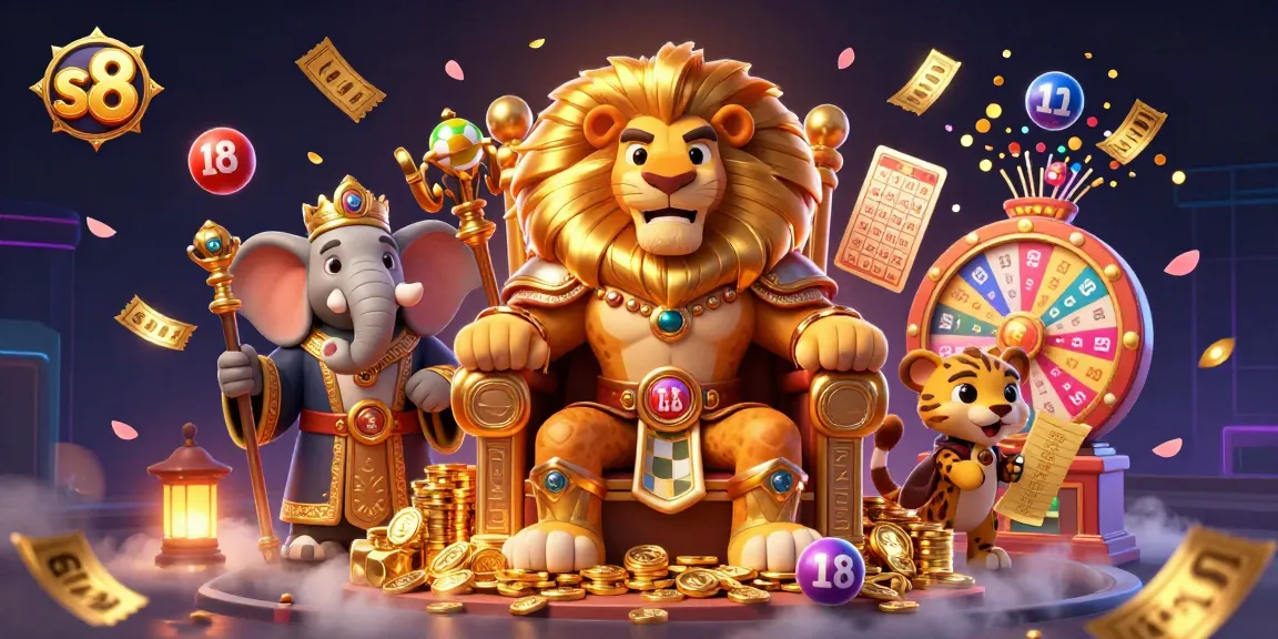S8 delivers thrilling lottery excitement with vibrant games and golden treasures in a detailed scene.