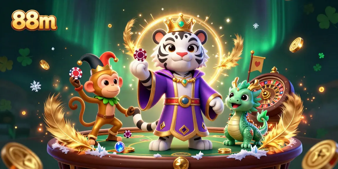 Experience thrilling gameplay at 88m with a vibrant casino scene featuring dynamic characters and rich elements.