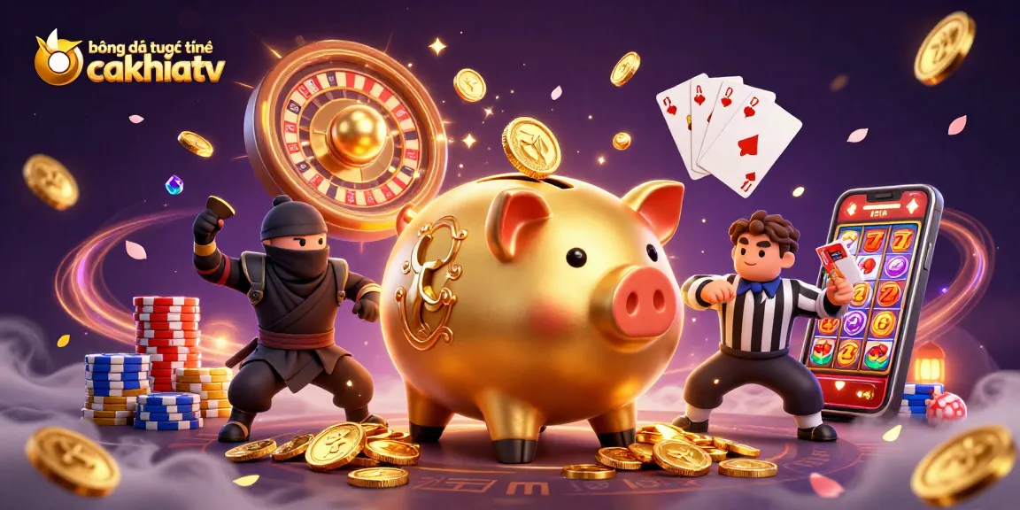 Experience bóng đá trực tuyến cakhiatv excitement with a dynamic 3D casino scene featuring action-packed characters.
