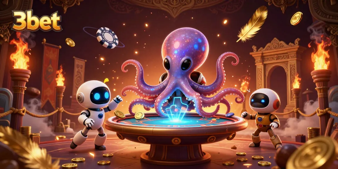 Experience the excitement at 3bet with a vibrant illustration of a playful alien octopus gaming.