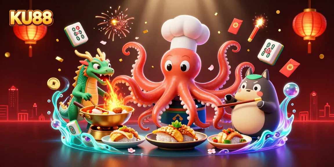 Engage in thrilling games at KU88 Casino with unique 3D illustrations depicting vibrant and lively gaming experiences.